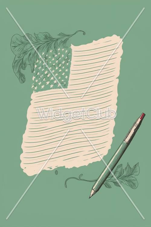 American Flag and Pen Creative Artwork