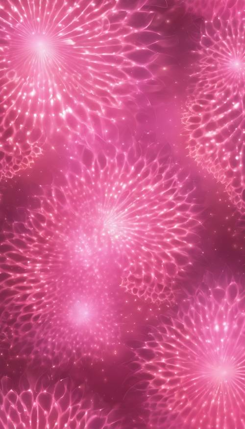 An abstract seamless pattern radiating pink aura in a dream-like setting.
