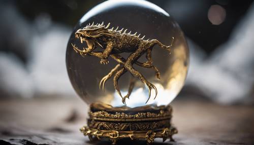 A mystic black crystal ball encased in brass claws. Tapet [d473f2af94fd4ba8bfde]