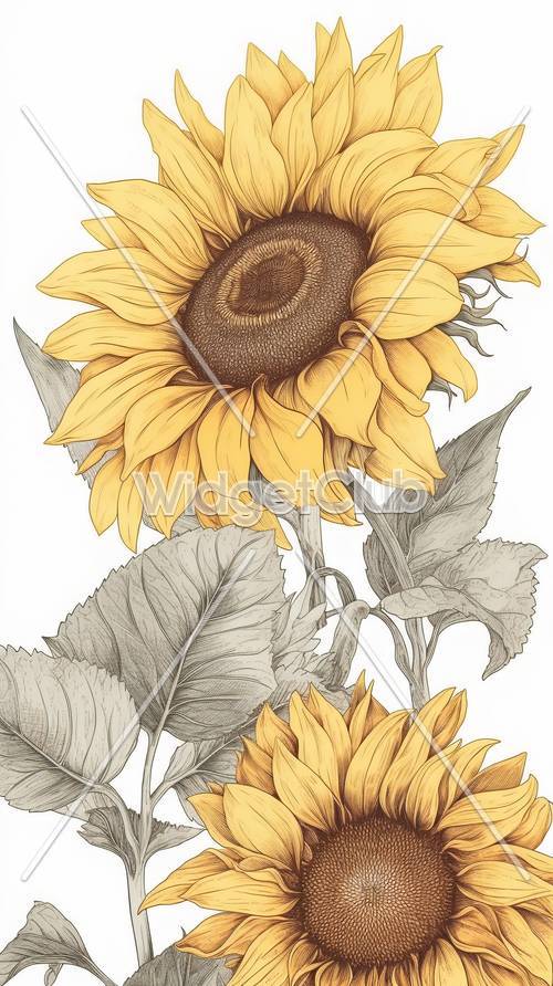 Ilustrasi Bunga Matahari Cerah dan Indah