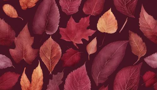 A seamless repeating motif of ombre burgundy autumn leaves. Tapet [120997e73c7e494989f8]