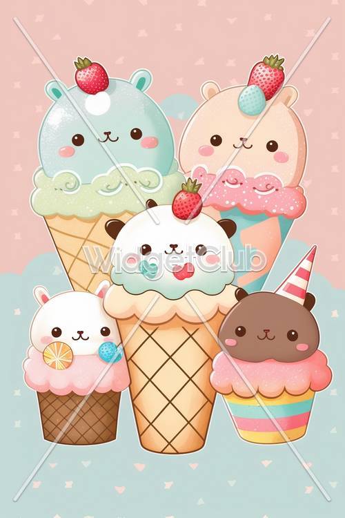 子ども向けのアイスクリーム動物の壁紙