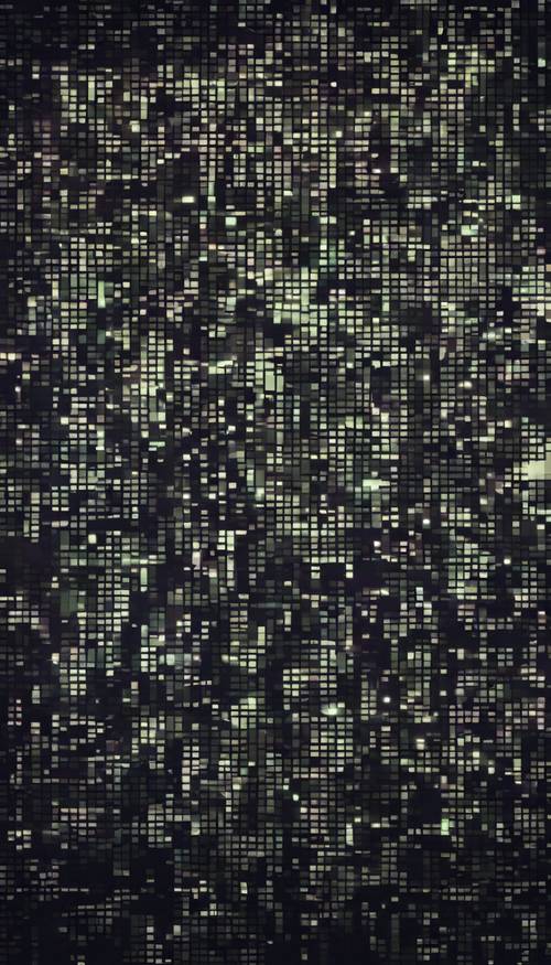 Pola kamuflase piksel digital dalam nuansa gelap untuk operasi malam hari di perkotaan.