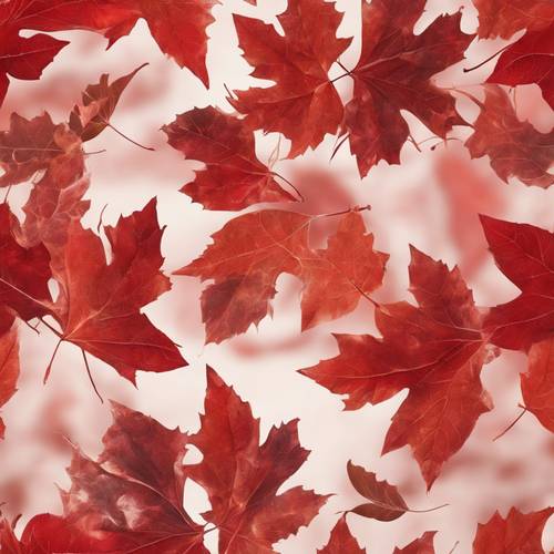 Padrão abstrato vermelho formado por folhas de outono girando em uma tempestade de vento.