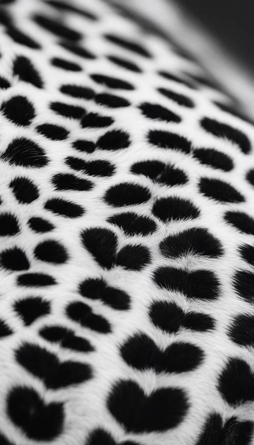 Eine Nahaufnahme eines Gepardenfellmusters in klarem Schwarzweiß.