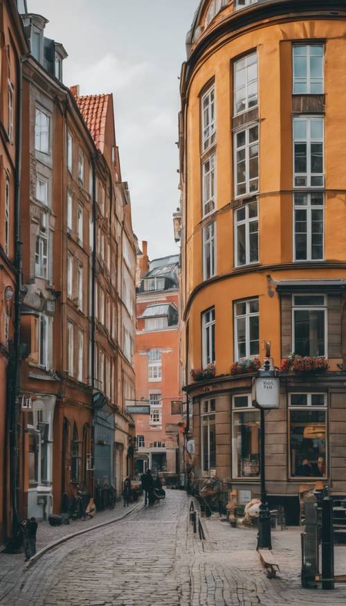 A vibrant scenery of the downtown Copenhagen featuring its characteristic Scandinavian architecture. Tapet [75f9f504b57e4fa2a62f]