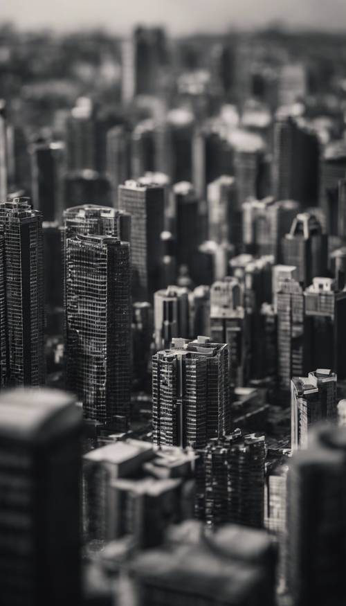 Una scena noir dello skyline di una città con edifici realizzati in pizzo nero