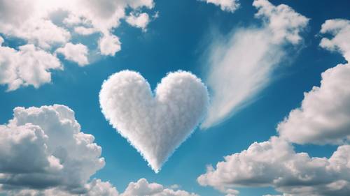 Heart-Shaped Cloud in the bright blue sky. Ταπετσαρία [025946cd6b22441f8aed]