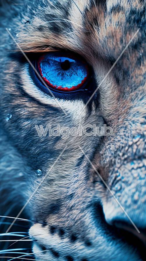 Bright Blue Eye of a Majestic Tiger