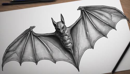 A sketch of a detailed wing anatomy of a bat. Ფონი [050ffe4484614002bfec]