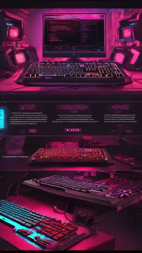 Темно-красная игровая клавиатура со светодиодной подсветкой, расположенная в тускло освещенной комнате.