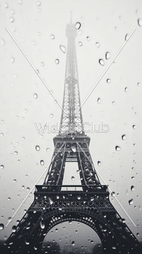 Wieża Eiffla w deszczowy dzień