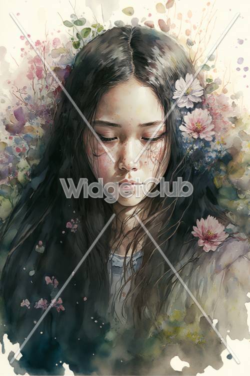 Dreamy Floral Girl Illustration
