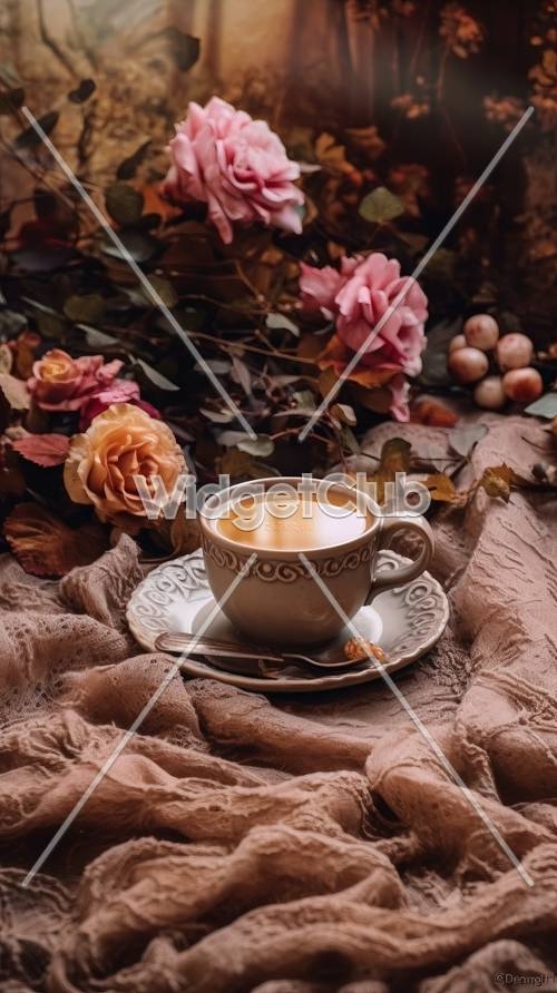 Cozy Autumn Tea Time Background Wallpaper[743e62b6fdb04094b2e1]