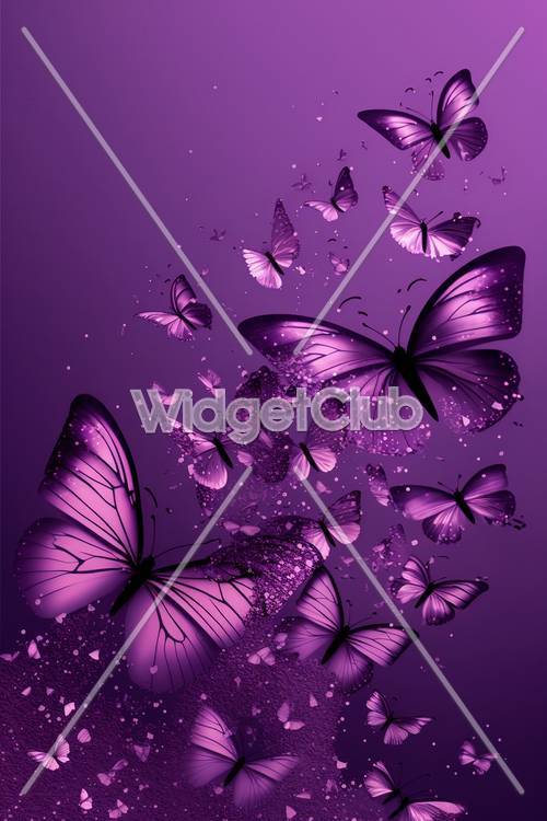Purple Butterflies Floating in The Air Tapet [a9737715895848f085ed]
