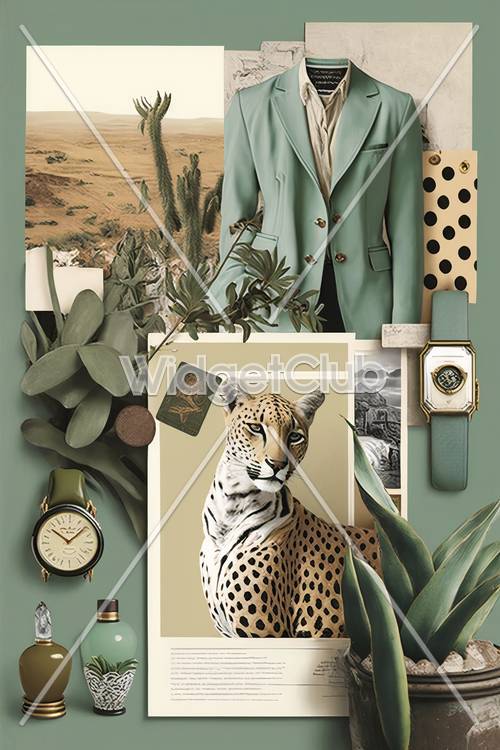 Elegant Cheetah and Vintage Objects Design