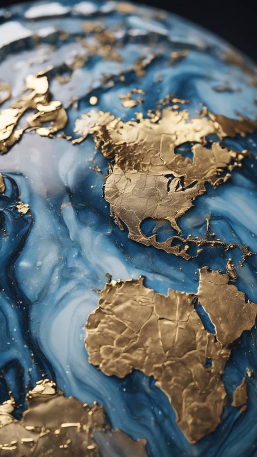 A wide, breathtaking expanse of luxurious blue marble accented with gold.