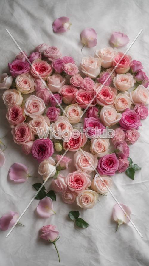 Heartful Display of Pink and White Roses