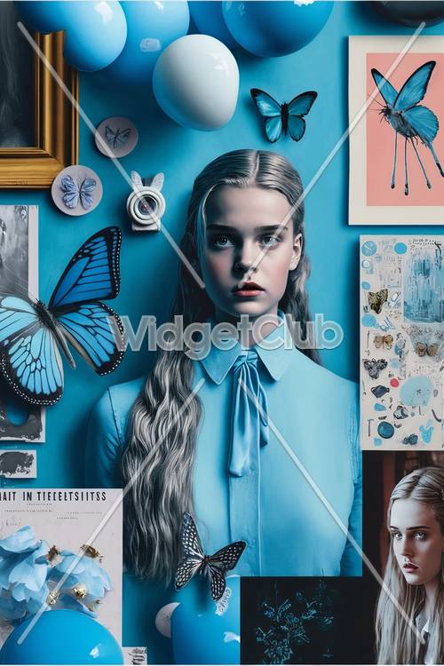 青い蝶のテーマのお部屋のデコレーションアイデア