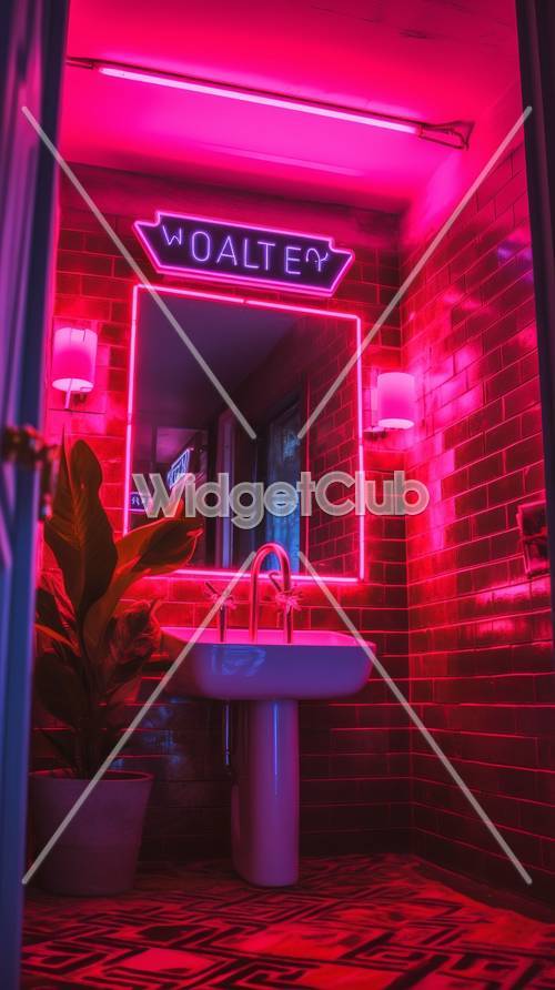 Neon Lights in a Vibrant Pink Bathroom