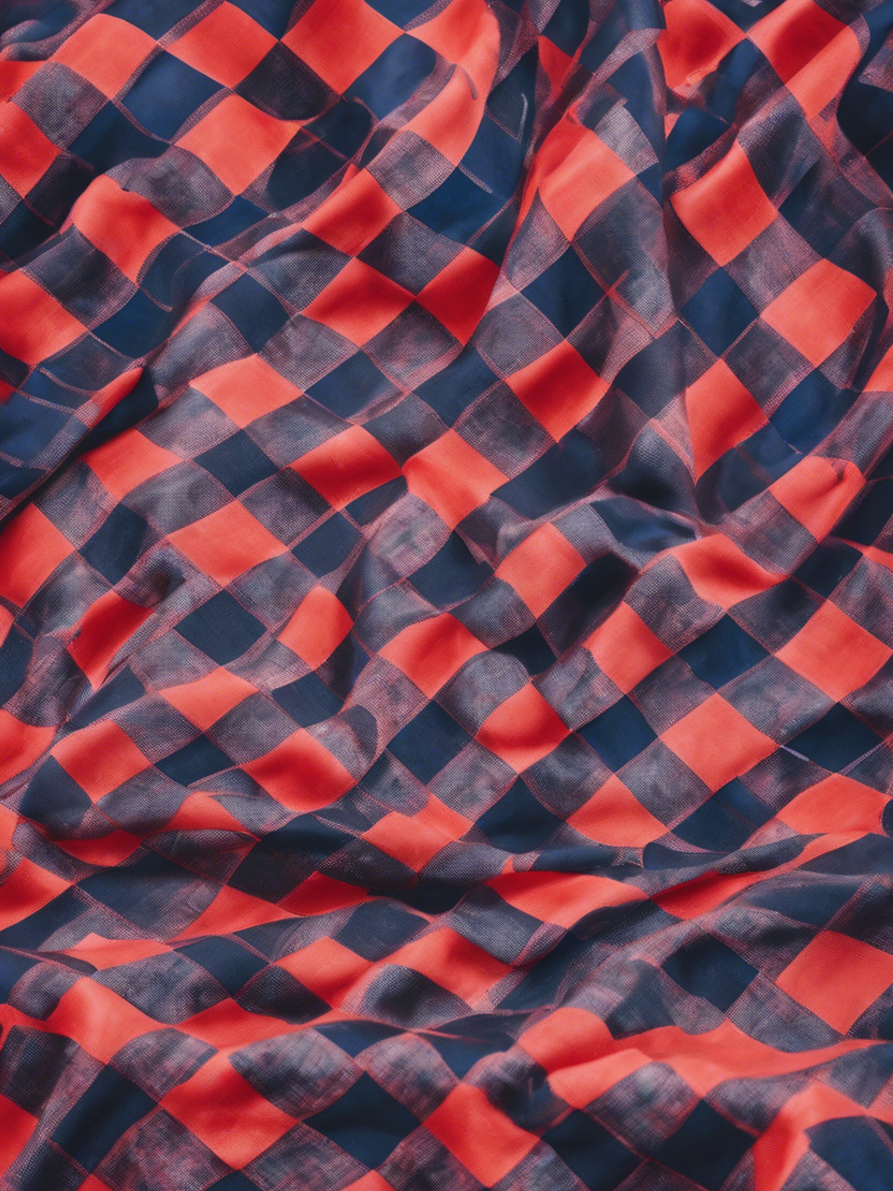A kitchen tablecloth style checkered pattern in red and navy. Wallpaper[d4dc811b897e47f5a429]