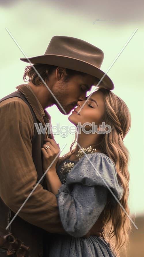 Bacio romantico del cowboy