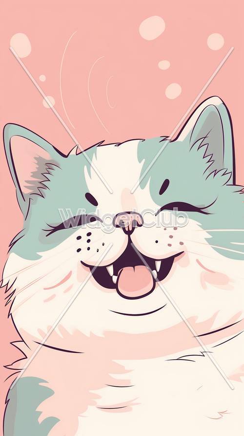 Ładny uśmiechnięty kot kreskówka