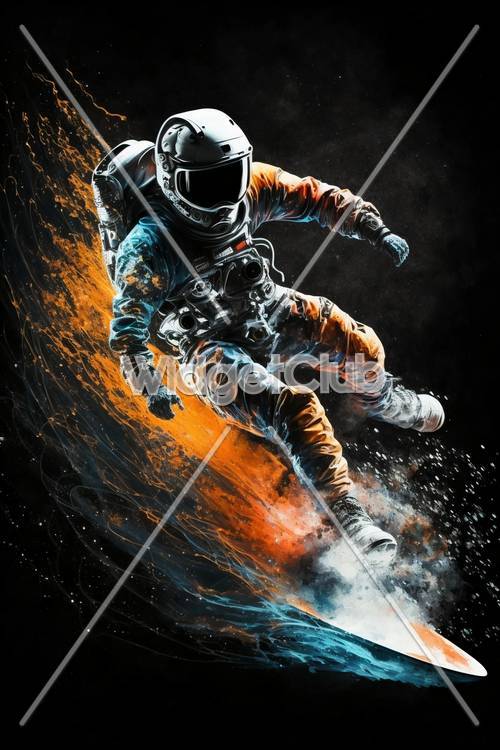 宇宙冒険と燃えるオレンジ色のスパークル