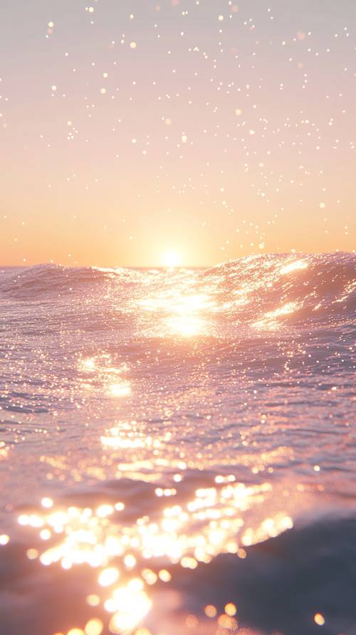 Sunset and Sparkling Ocean Waves Background