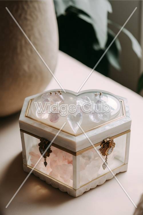 Corações de Cristal em uma Caixa Decorativa Elegante