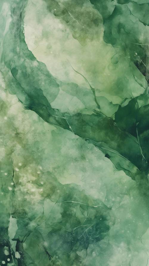 An abstract painting dominated by shades of sage green. Tapet [fc4360a620b7444b89fd]