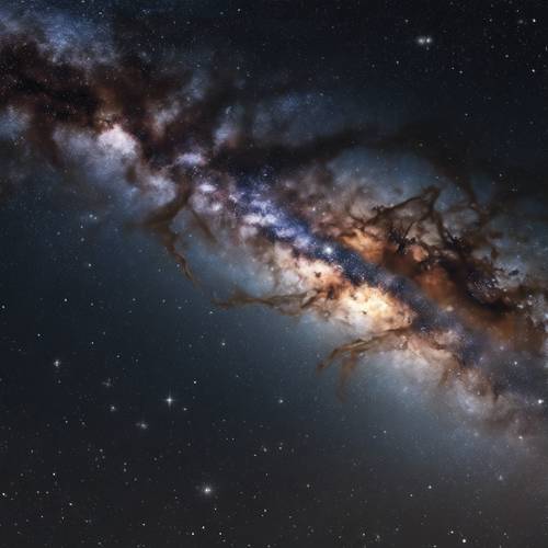 Un panorama inmersivo de la Vía Láctea que se extiende a través de un cielo nocturno despejado.