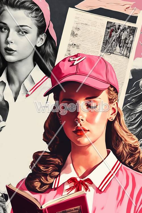 Mädchen mit rosa Mütze im künstlerischen Stil