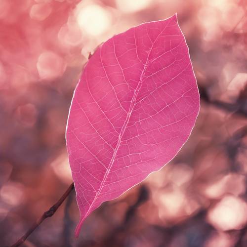 春天令人驚嘆的粉紅色葉子的圖形多邊形風格。