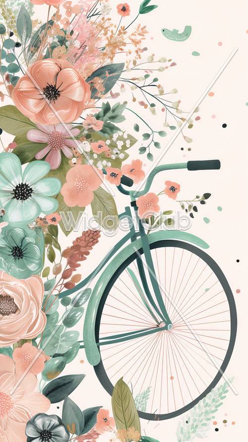 Arte de bicicletas e flores para crianças