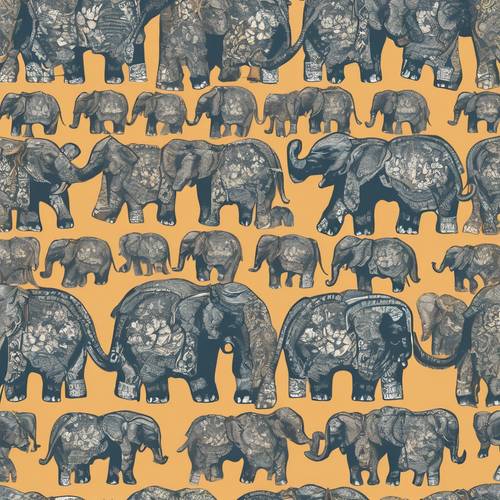 A whimsical pattern incorporating playful, dancing elephants. Wallpaper [edec6a7f964a4897a370]