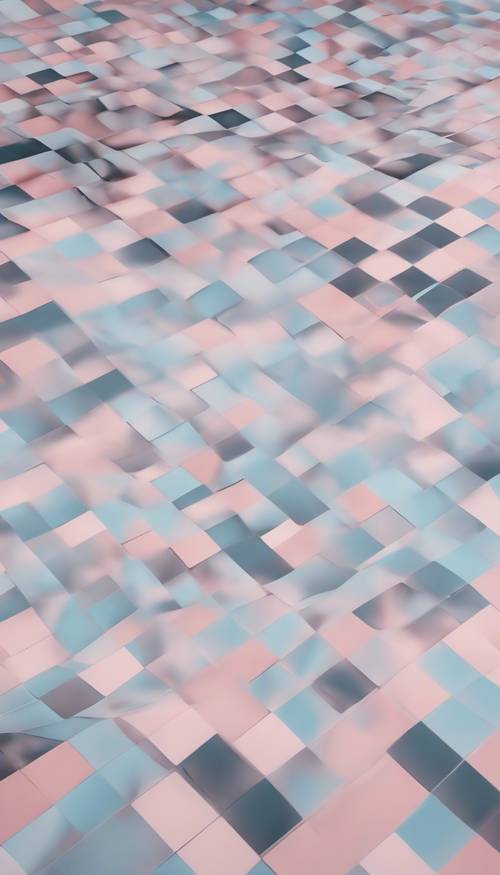 A diagonal checkerboard pattern with squares of alternating pastel pink and pastel blue colors. Tapeta [db659b4eb346486bbb11]