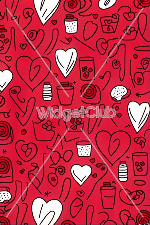 Fun and Cute Doodle Hearts and Objects Design