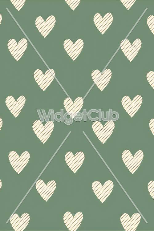 Cute Green and White Heart Pattern