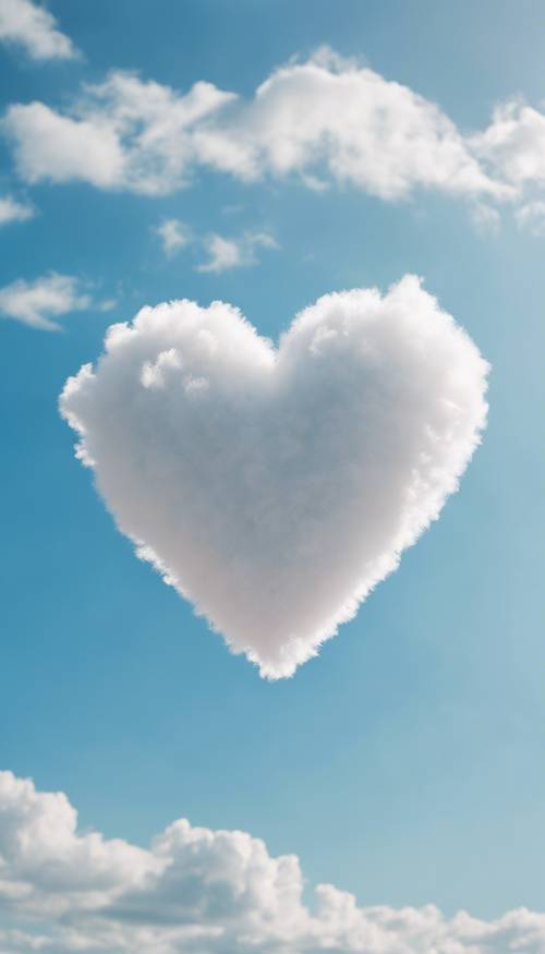 Một đám mây hình trái tim màu trắng trên bầu trời trong xanh vào ban ngày.