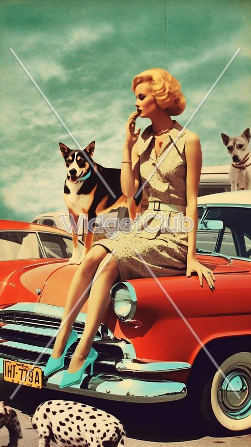 Auto d&#39;epoca e cani alla moda