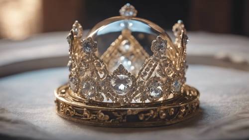 A circular diamond as the centerpiece in a historic crown.