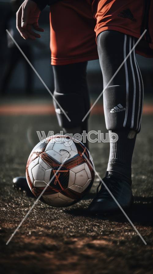 サッカープレイヤーがボールを蹴る準備をしている壁紙