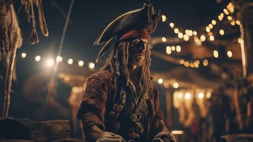 A were-pirate transforming under the eerie glow of a full moon.