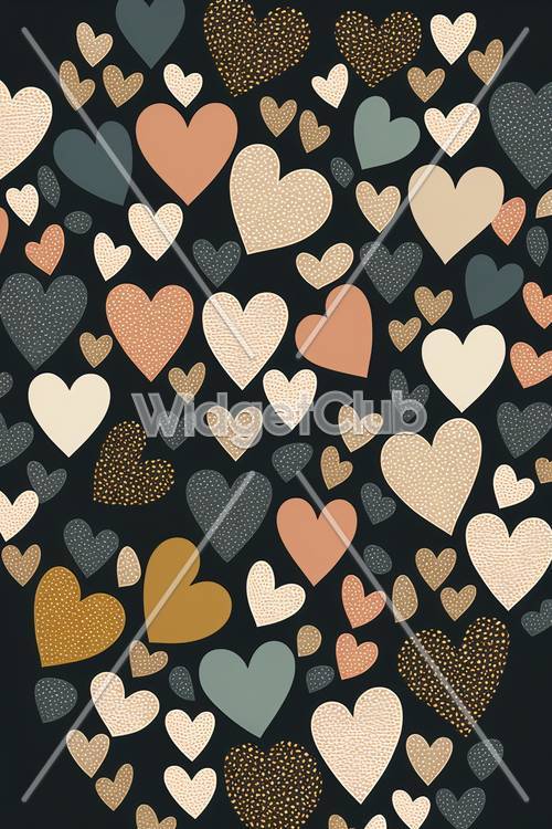 Colorful Hearts on Dark Background