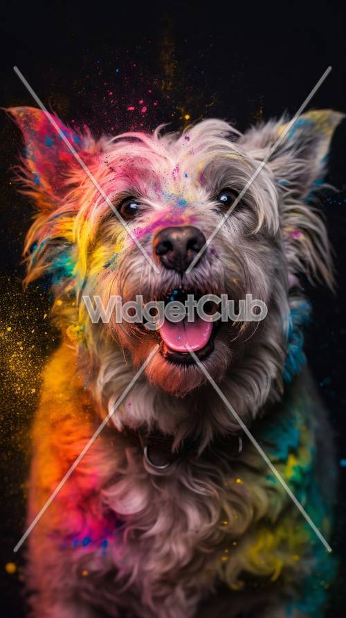 Alegria de cachorro colorido