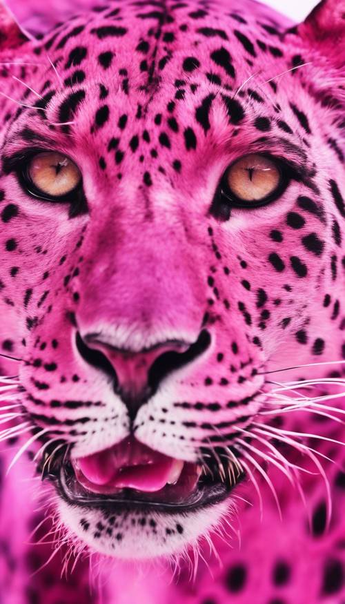 Macchie di leopardo rosa acceso e brillanti sparse su uno sfondo bianco