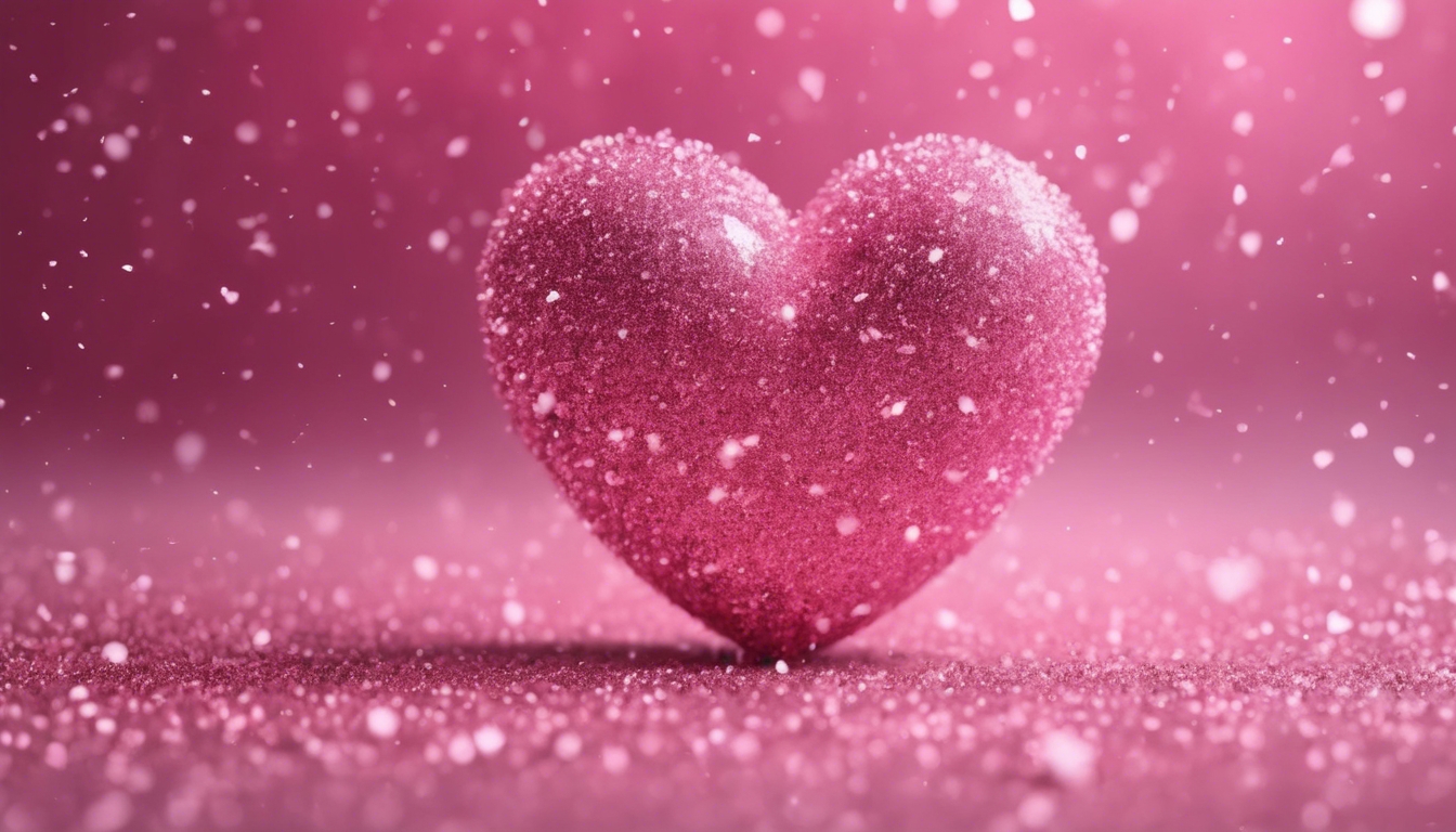 Small pink glitter particles forming a heart shape.壁紙[bd3859f2a28448998b2a]