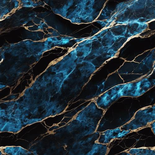 Kesintisiz motif, mavinin heyecan verici damarlarıyla zenginleştirilen siyah mermerin zarif karizmasını taklit ediyor.