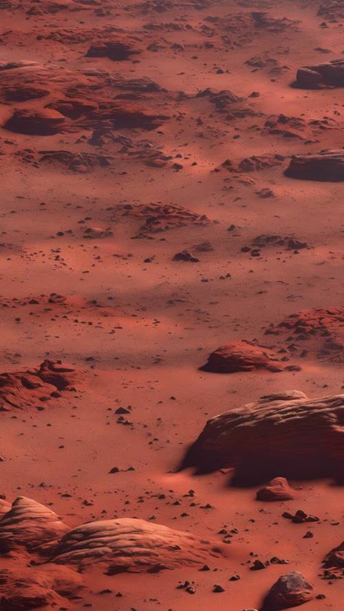 Eine detaillierte Landschaft des Mars mit seinem felsigen purpurfarbenen Terrain